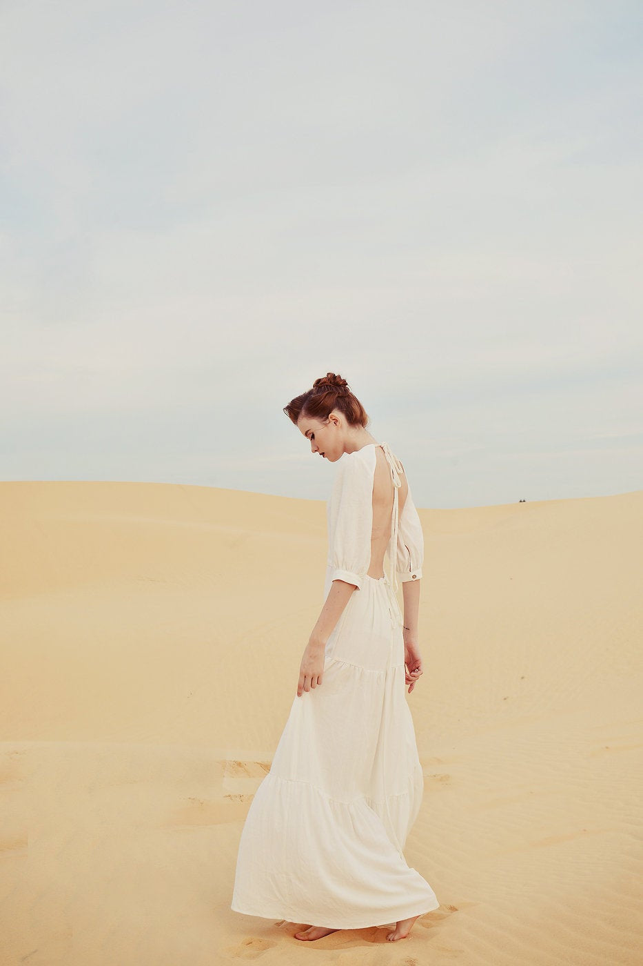 Openback Linen Dress - Linen Dress Maxi - Backless Cotton Dress