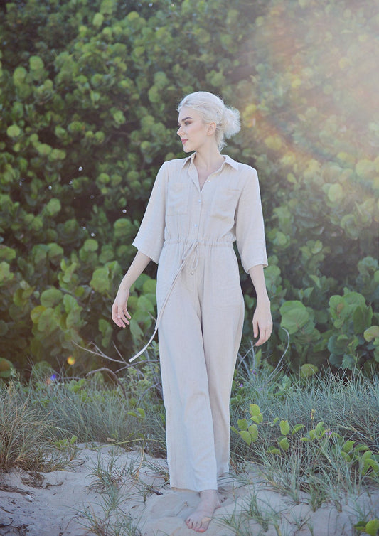 Women Loungewear Linen - Summer Comfortwear - Women Jumpsuit Overalls - Organic Clothing - Cotton Long Jumpsuit