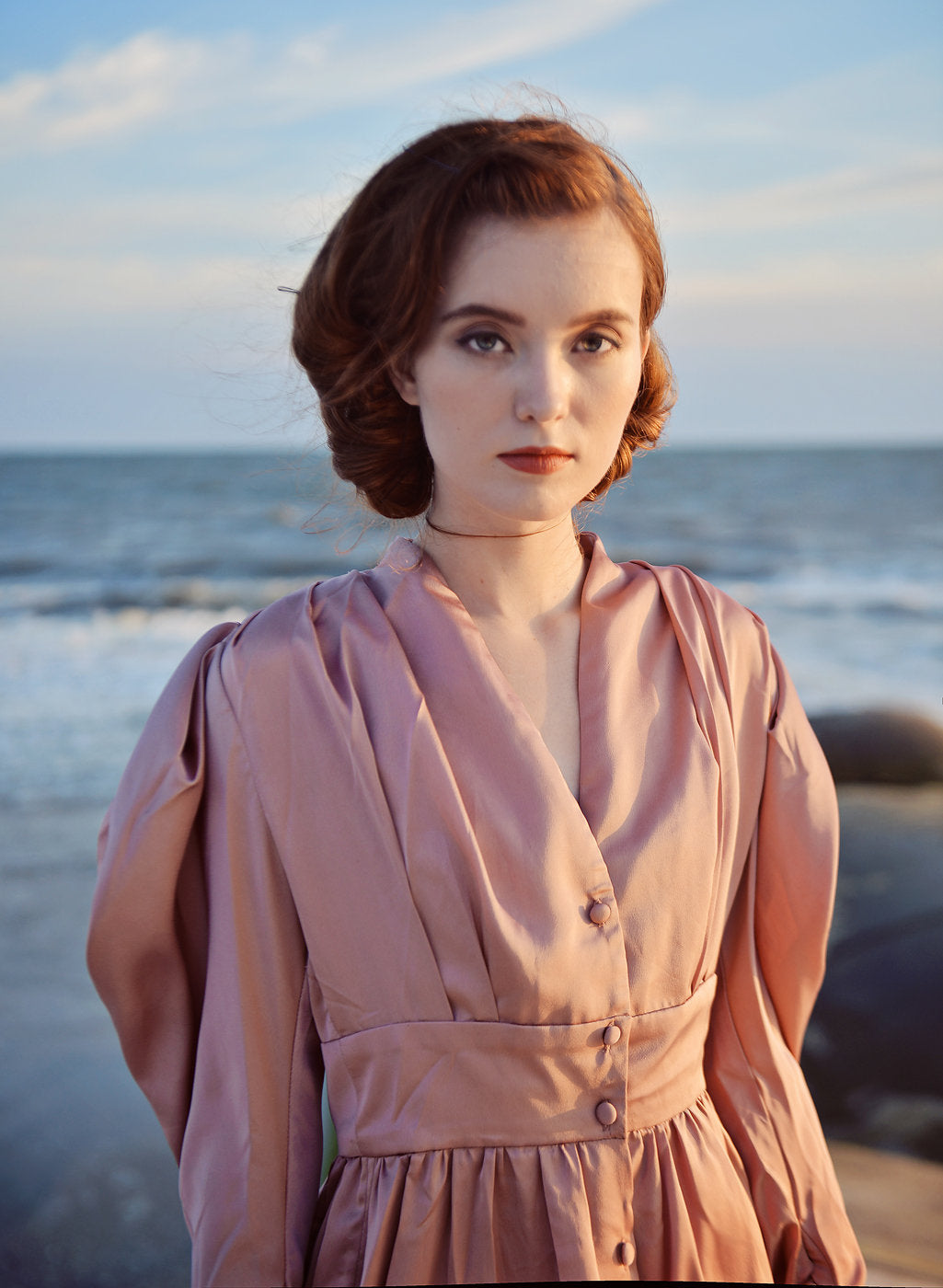 Long Sleeves Silk Dress - Vintage Silk Dress - Classic Silk Dress