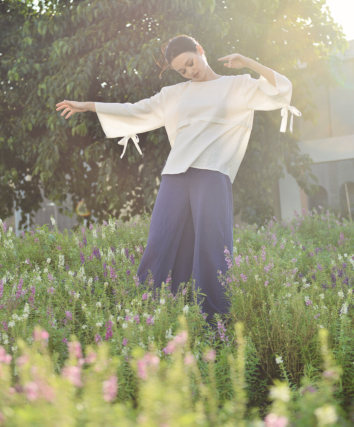 Linen Loose Blouse - Long Sleeve Blouse Women - Women Linen Top