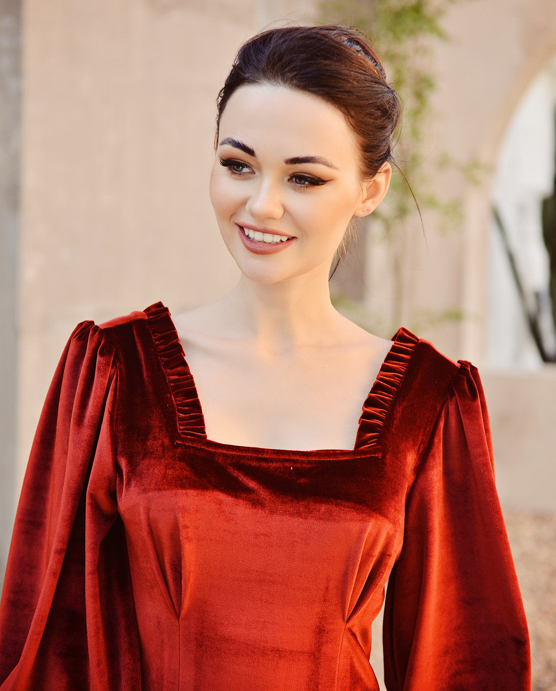 Women Dress Velvet - Red Velvet Dress - Long Sleeve Velvet Dress
