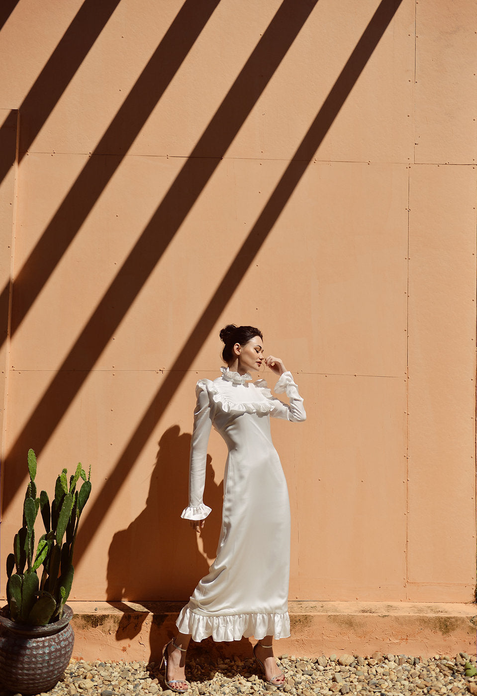 Silk Dress White - Long Sleeve - Silk Dress Women - Long Silk Dress