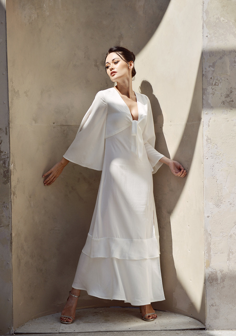 Long Sleeve Silk Dress - Lelasilk Silk Gown - Event Silk Gown - Wedding Guest Gown