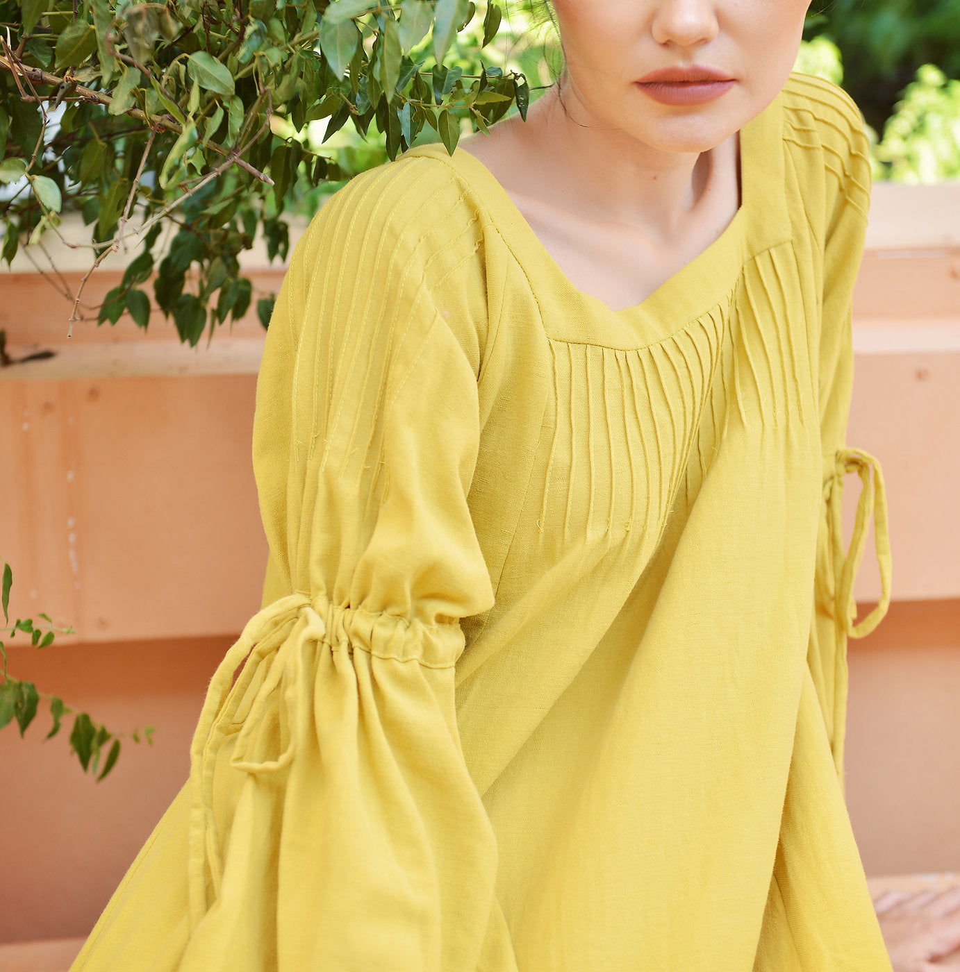 Loungewear Cotton Women - Gold Dress Women - Long Sleeve Dress - Comfy Cotton Dress - Natural Fabric