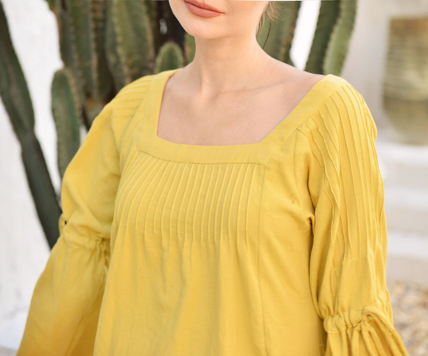 Loungewear Cotton Women - Gold Dress Women - Long Sleeve Dress - Comfy Cotton Dress - Natural Fabric