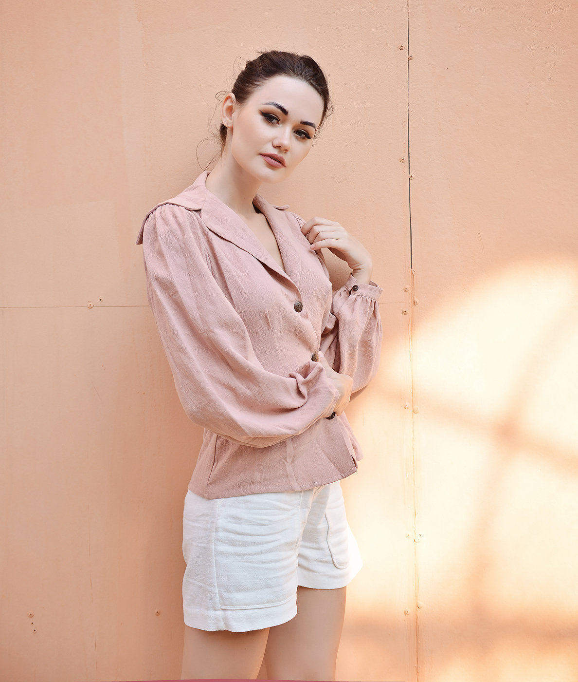 Women Blouse Linen -  Long Sleeve Cotton Blouse -Women Linen Top