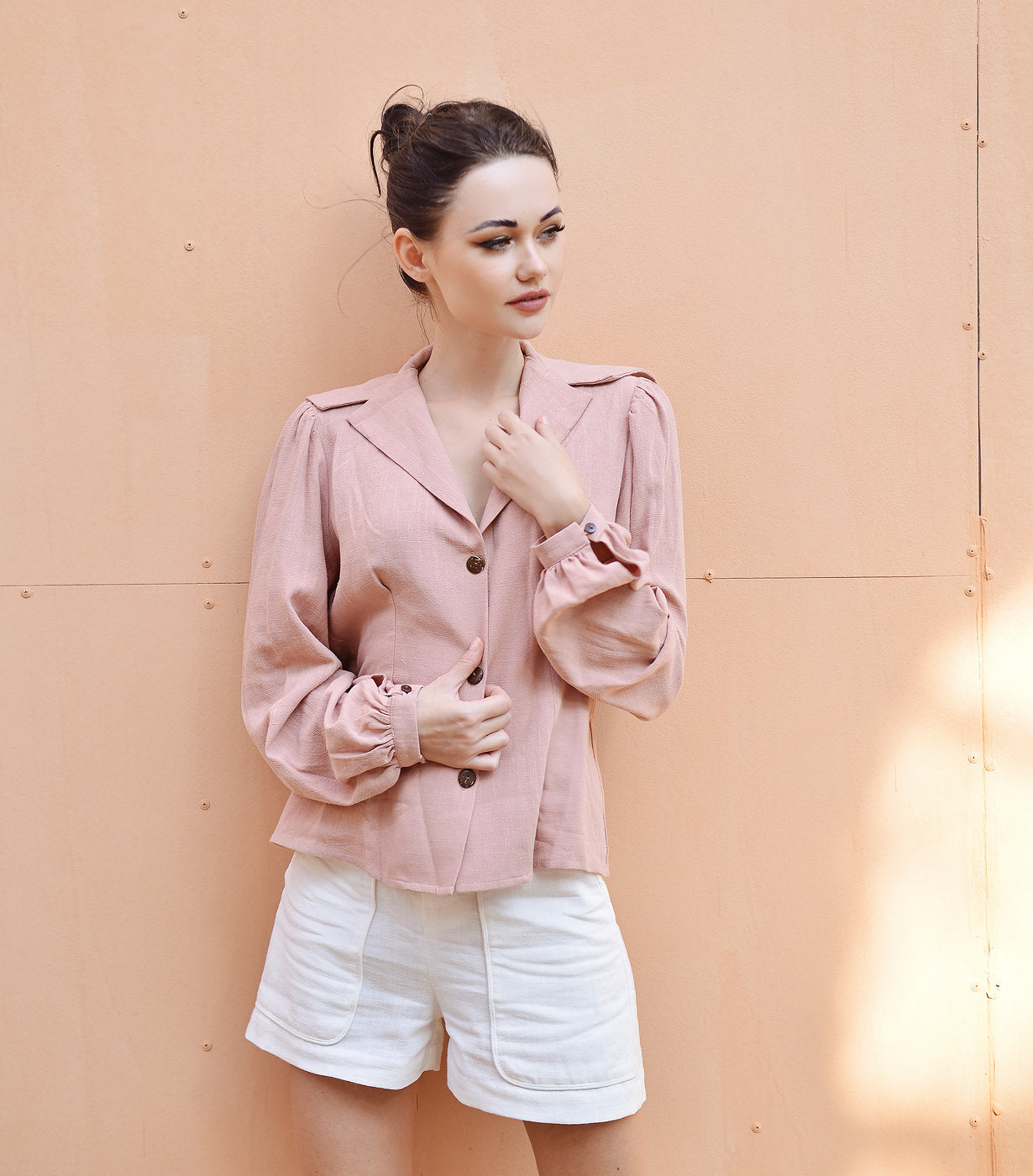 Women Blouse Linen -  Long Sleeve Cotton Blouse -Women Linen Top