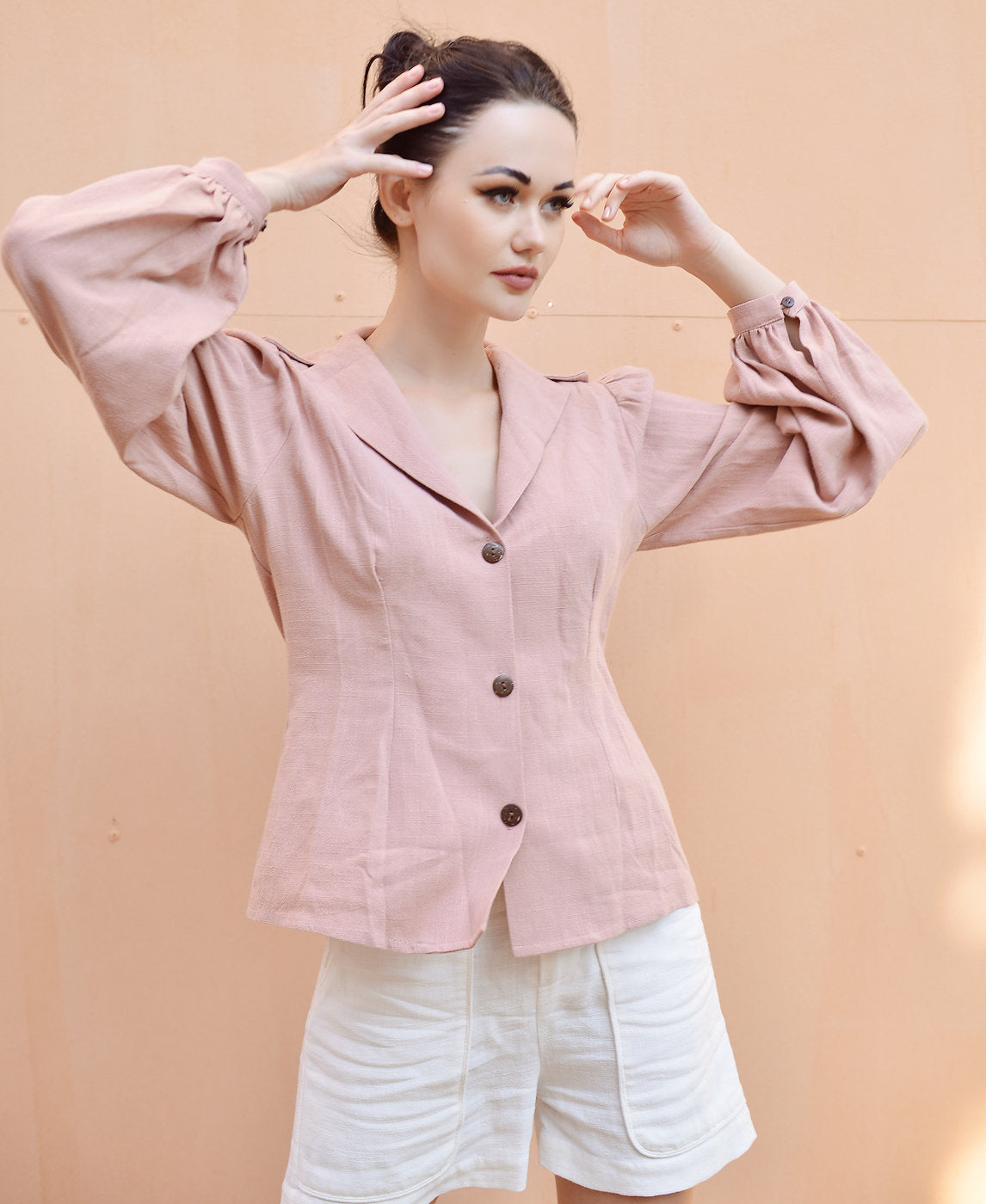 Women Blouse Linen -  Long Sleeve Cotton Blouse -Women Linen Top