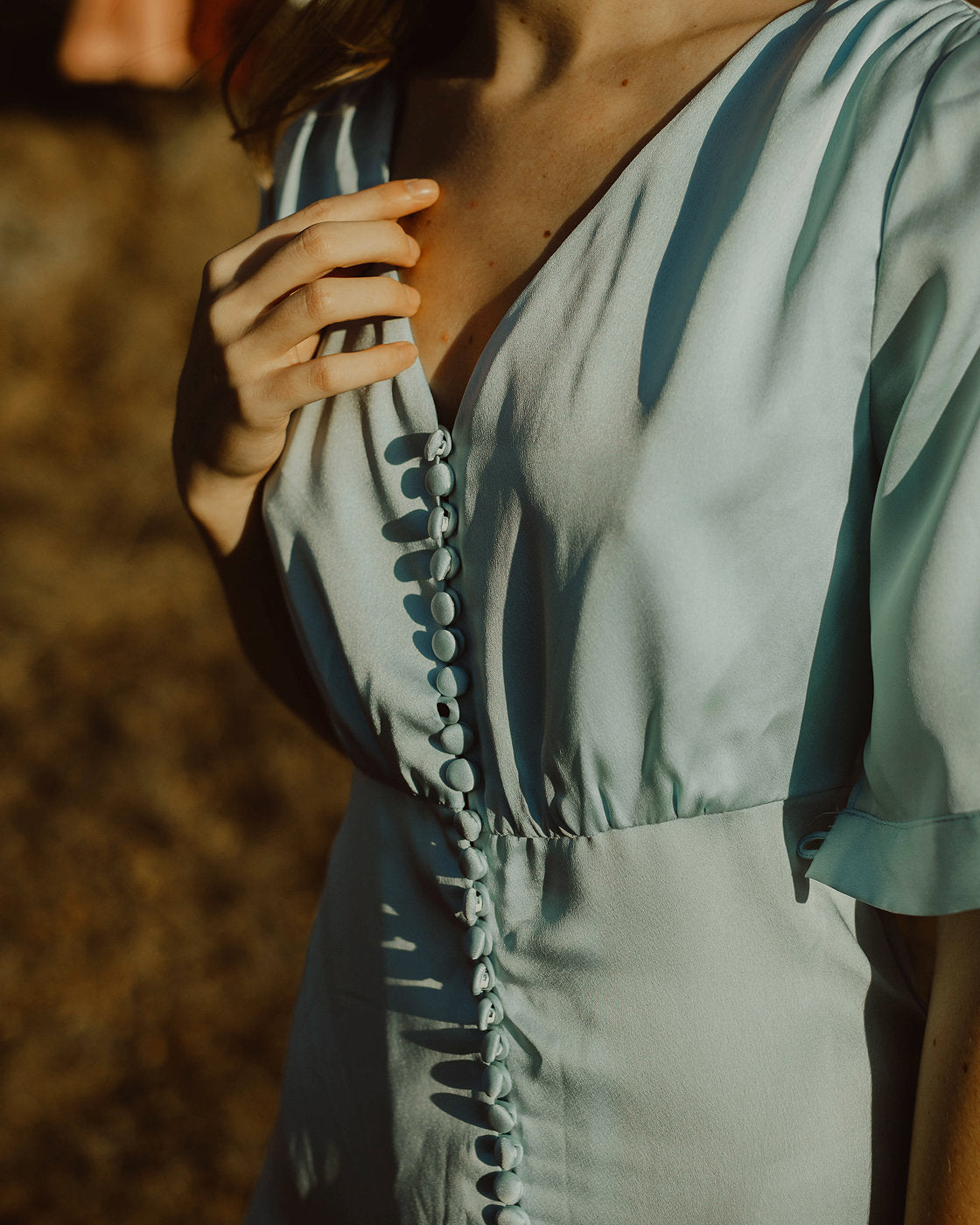 Silk Dress Sleeve - Silk Dress Women - Long Silk Dress - Blue Silk Dress - Short Sleeves Dress