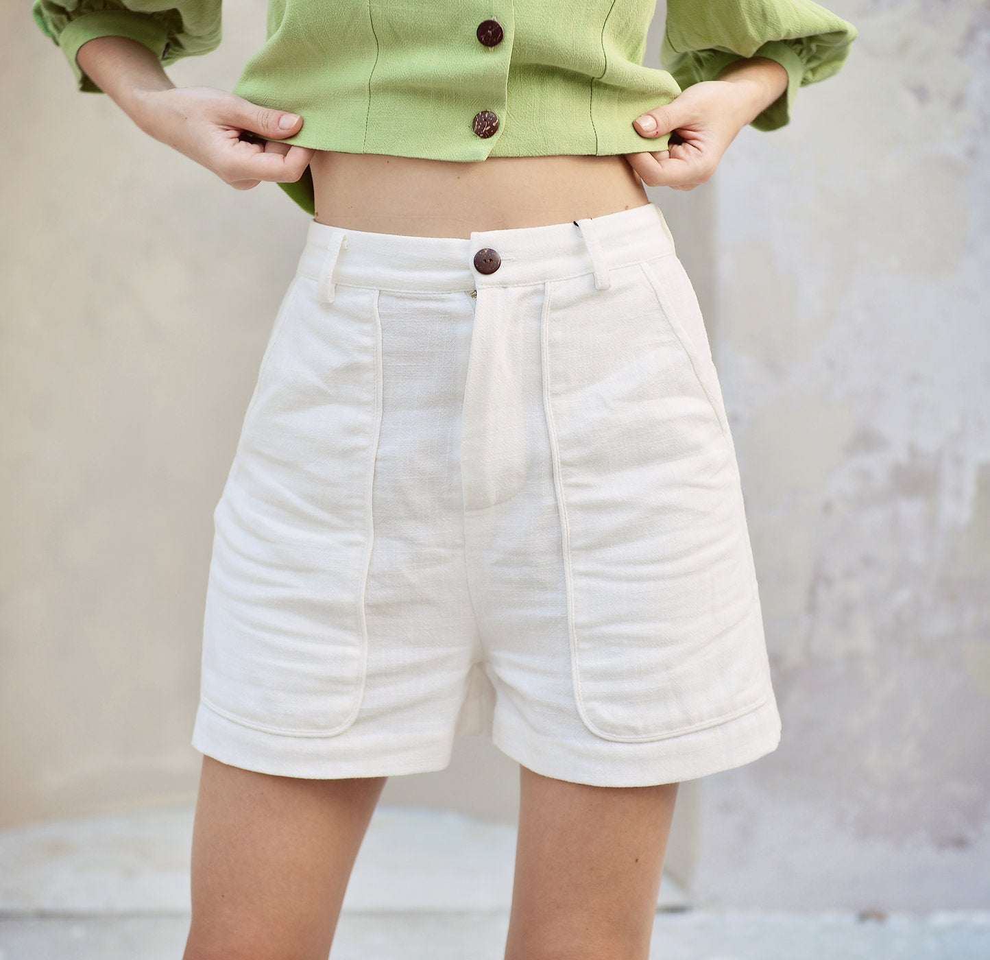Petite Linen Pants - Linen White Capris - Cotton Shorts Women