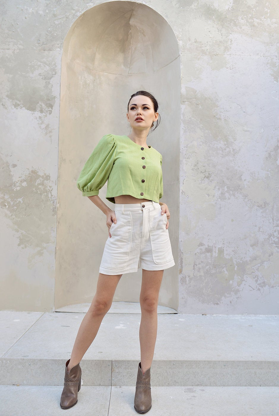 Linen Top Women - Cotton Top - Linen Crop Top