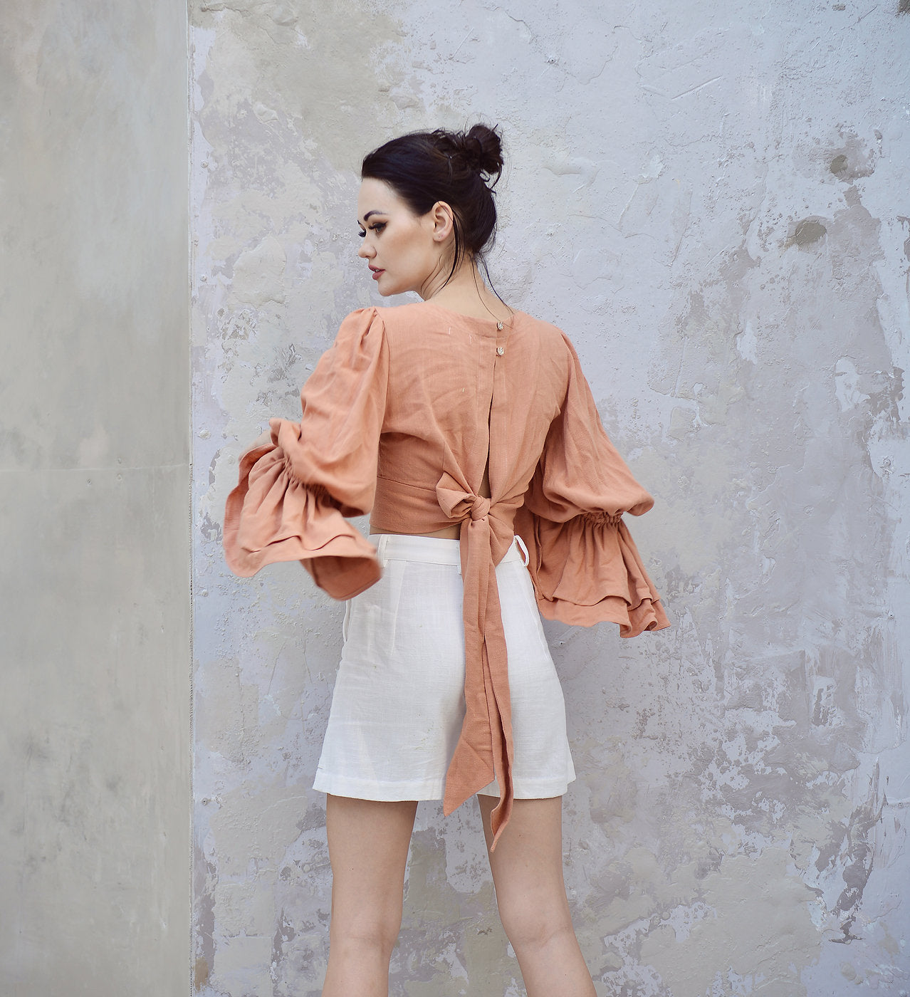 Linen Top Long Sleeve - Cotton Blouse Women - Square Neck Linen Top