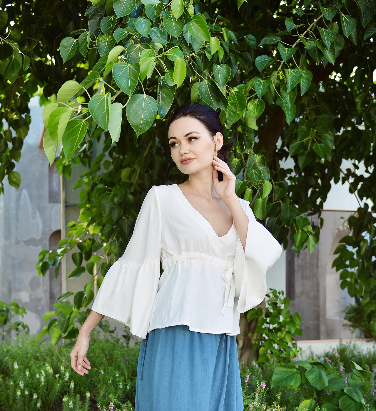 Women Blouse Linen - Long Sleeve Blouse Women - Women Linen Top