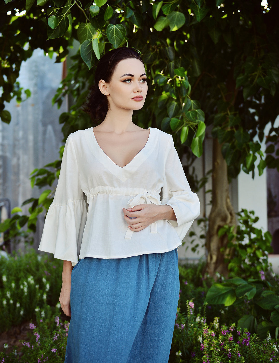 Women Blouse Linen - Long Sleeve Blouse Women - Women Linen Top