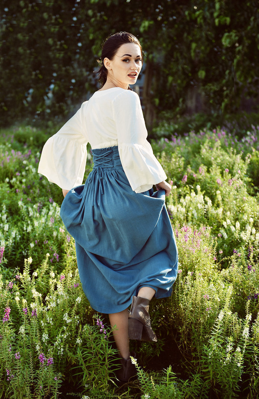 Linen Skirt Women - Bohemian Long Skirt - Skirt with Elastic Waist - Bohemian Maxi Skirt - Hippy Long Skirt