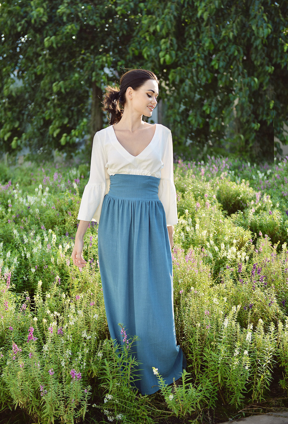 Linen Skirt Women - Bohemian Long Skirt - Skirt with Elastic Waist - Bohemian Maxi Skirt - Hippy Long Skirt