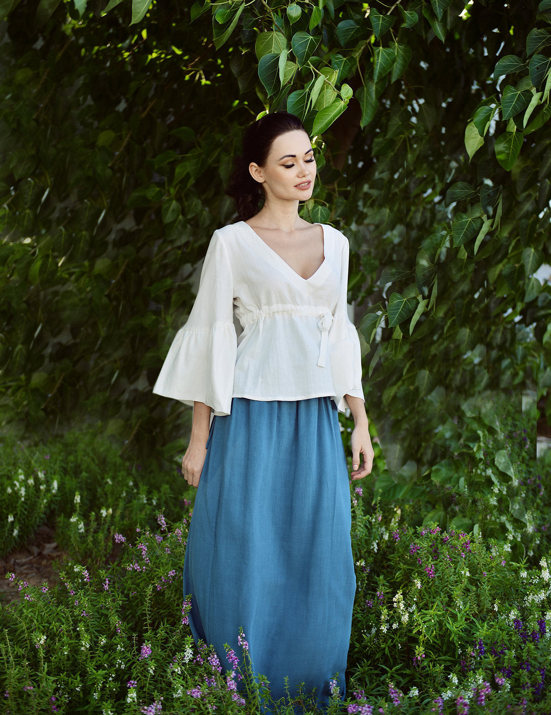 Women Blouse Linen - Long Sleeve Blouse Women - Women Linen Top