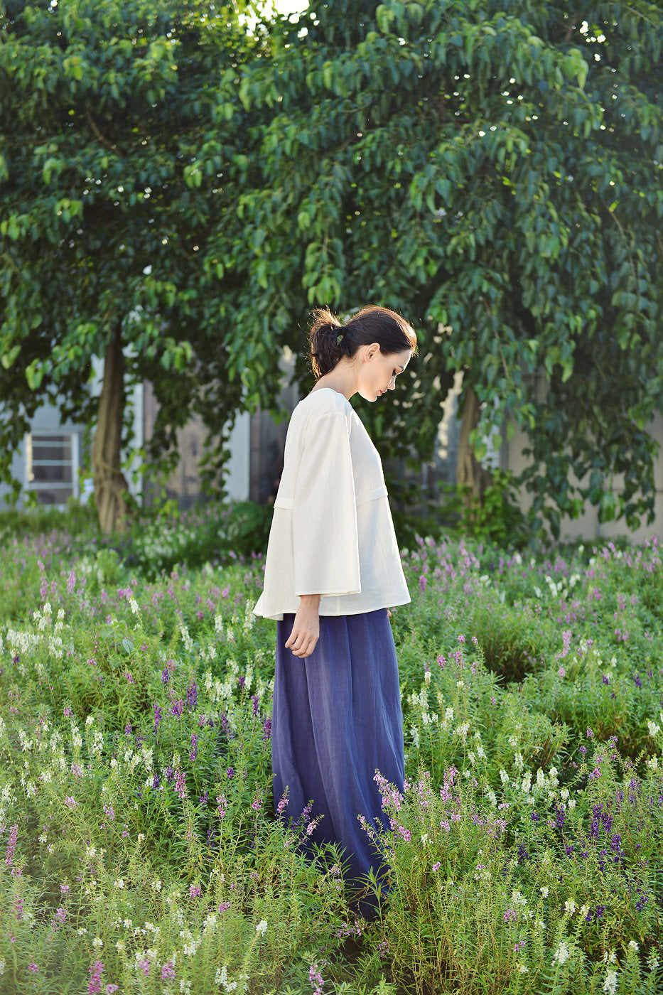 Linen Loose Blouse - Long Sleeve Blouse Women - Women Linen Top