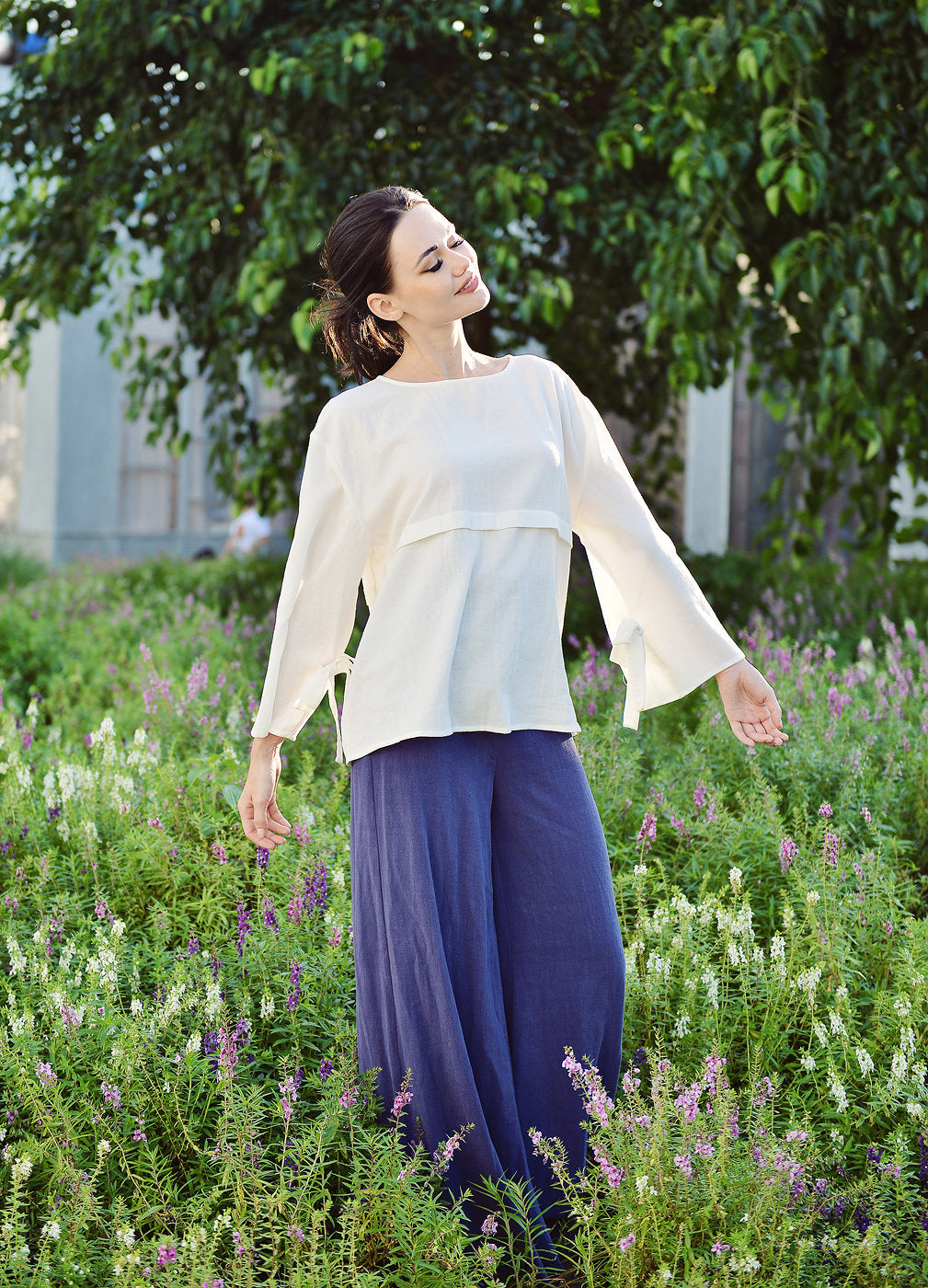 Linen Loose Blouse - Long Sleeve Blouse Women - Women Linen Top