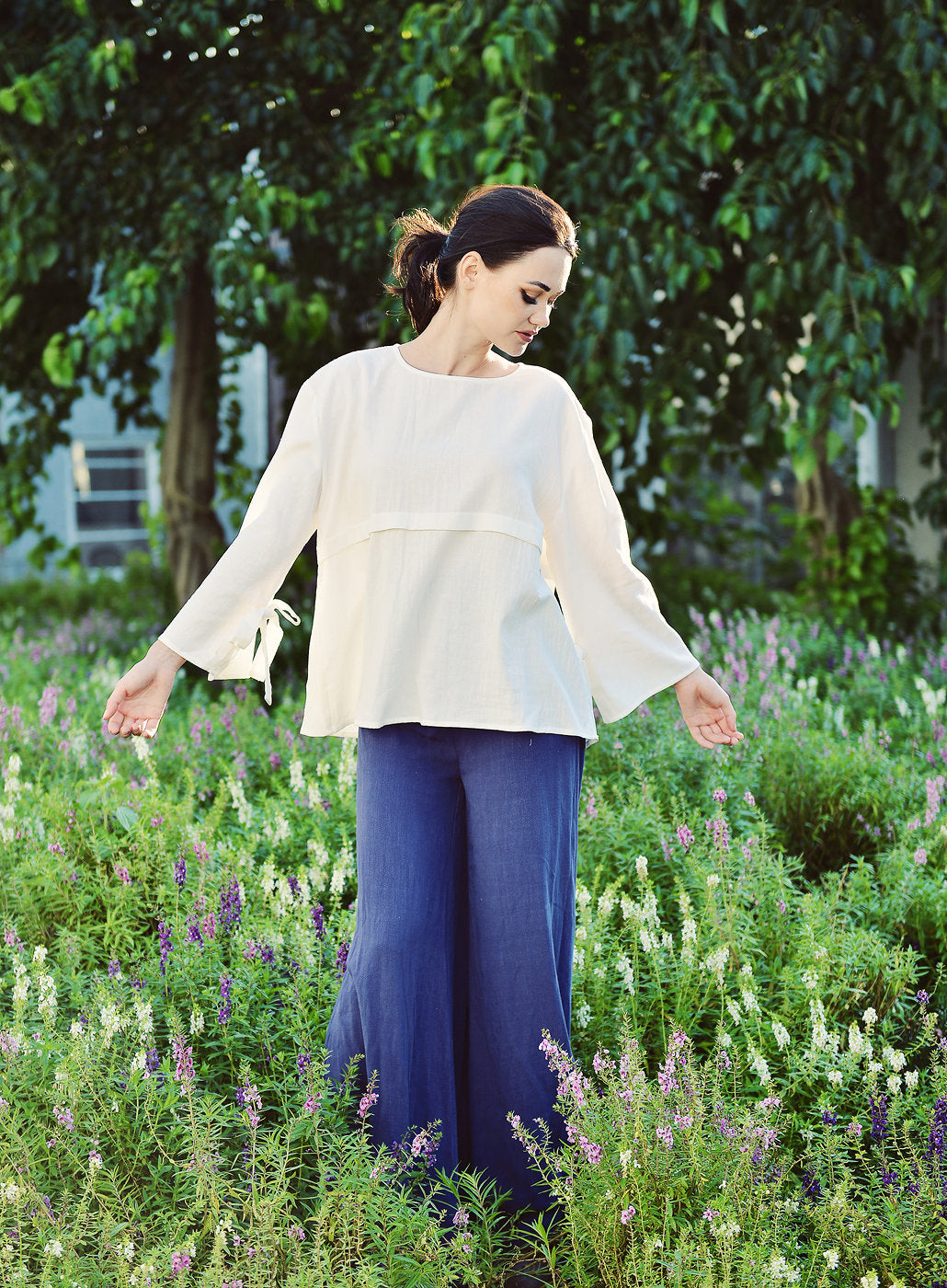 Linen Loose Blouse - Long Sleeve Blouse Women - Women Linen Top