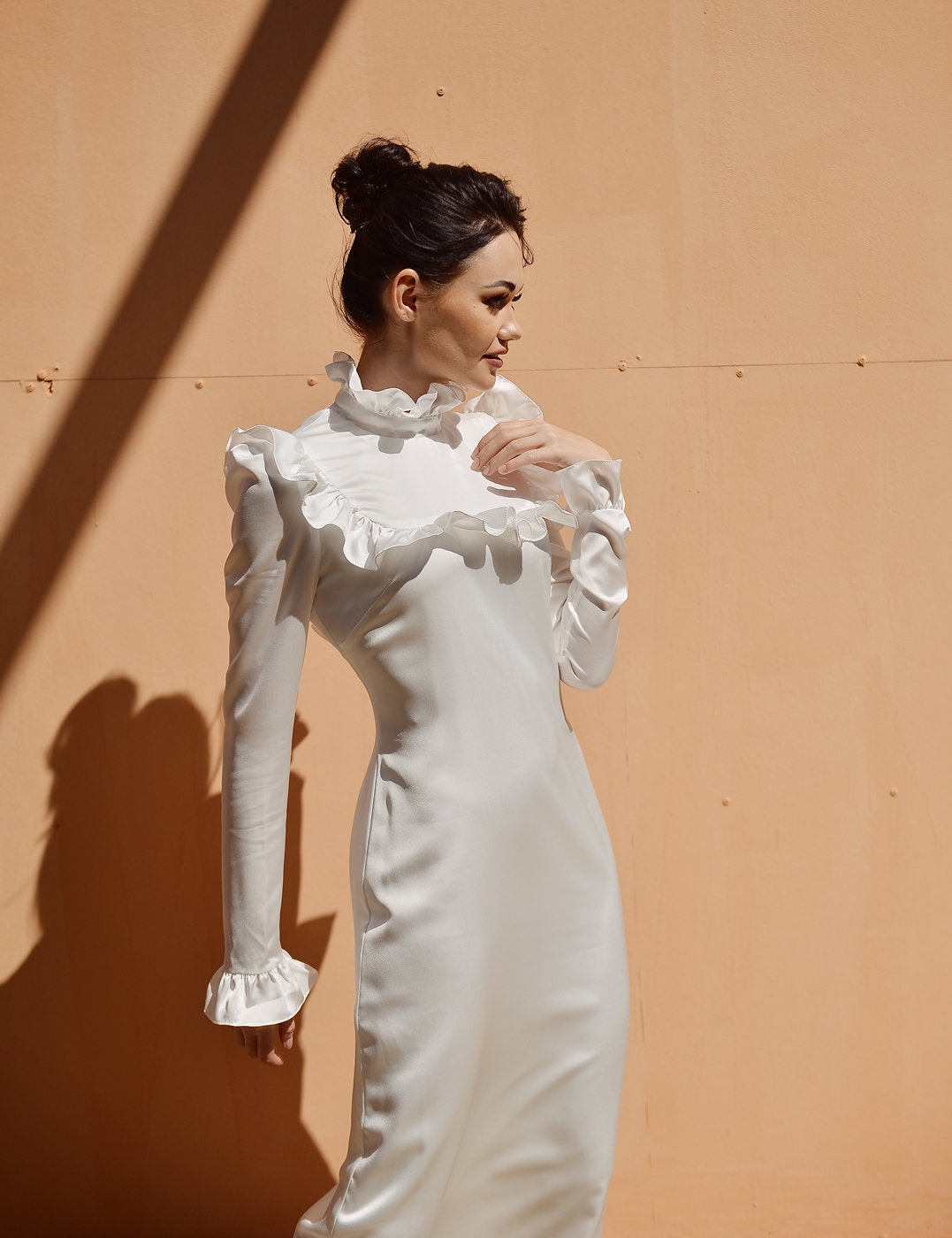 Silk Dress White - Long Sleeve - Silk Dress Women - Long Silk Dress