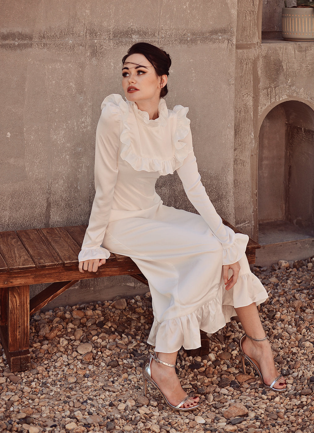 Silk Dress White - Long Sleeve - Silk Dress Women - Long Silk Dress