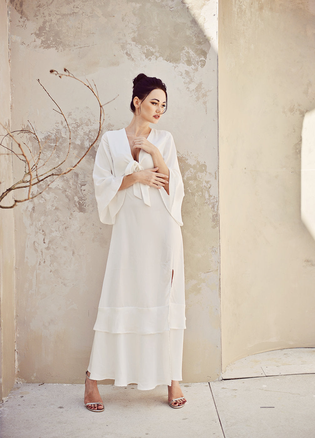 Long Sleeve Silk Dress - Lelasilk Silk Gown - Event Silk Gown - Wedding Guest Gown