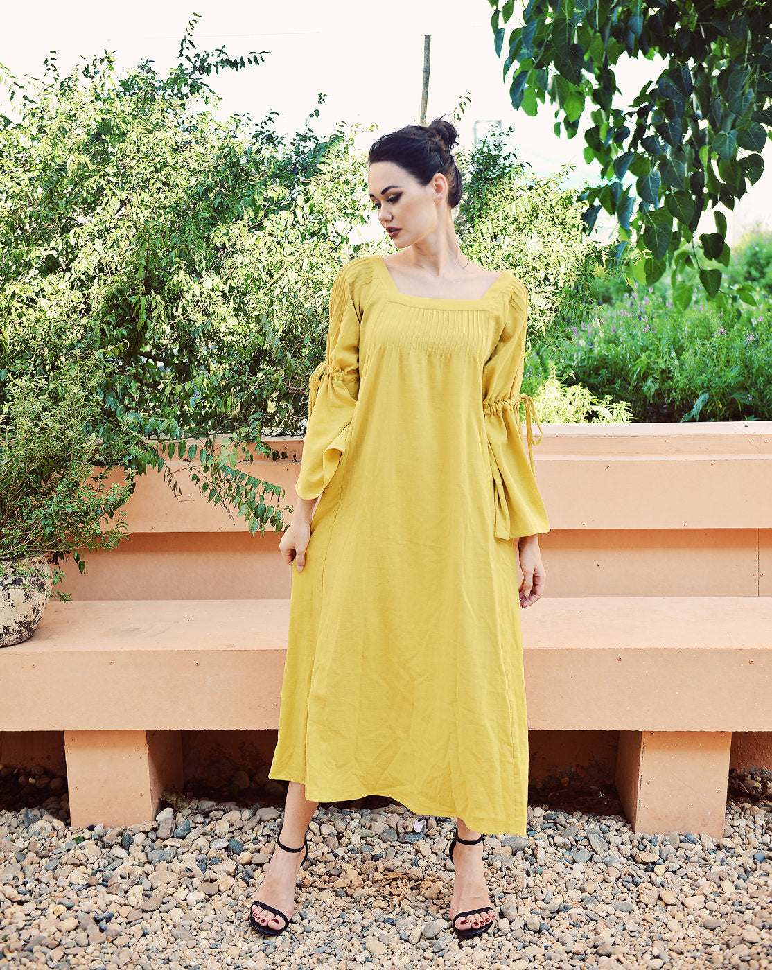 Loungewear Cotton Women - Gold Dress Women - Long Sleeve Dress - Comfy Cotton Dress - Natural Fabric