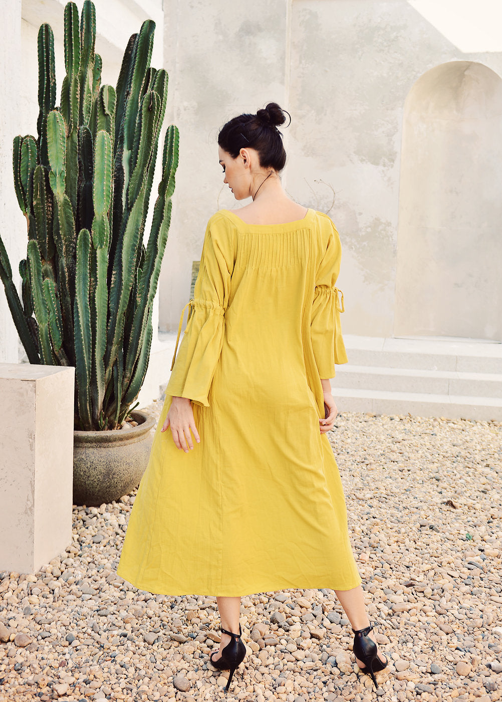 Loungewear Cotton Women - Gold Dress Women - Long Sleeve Dress - Comfy Cotton Dress - Natural Fabric