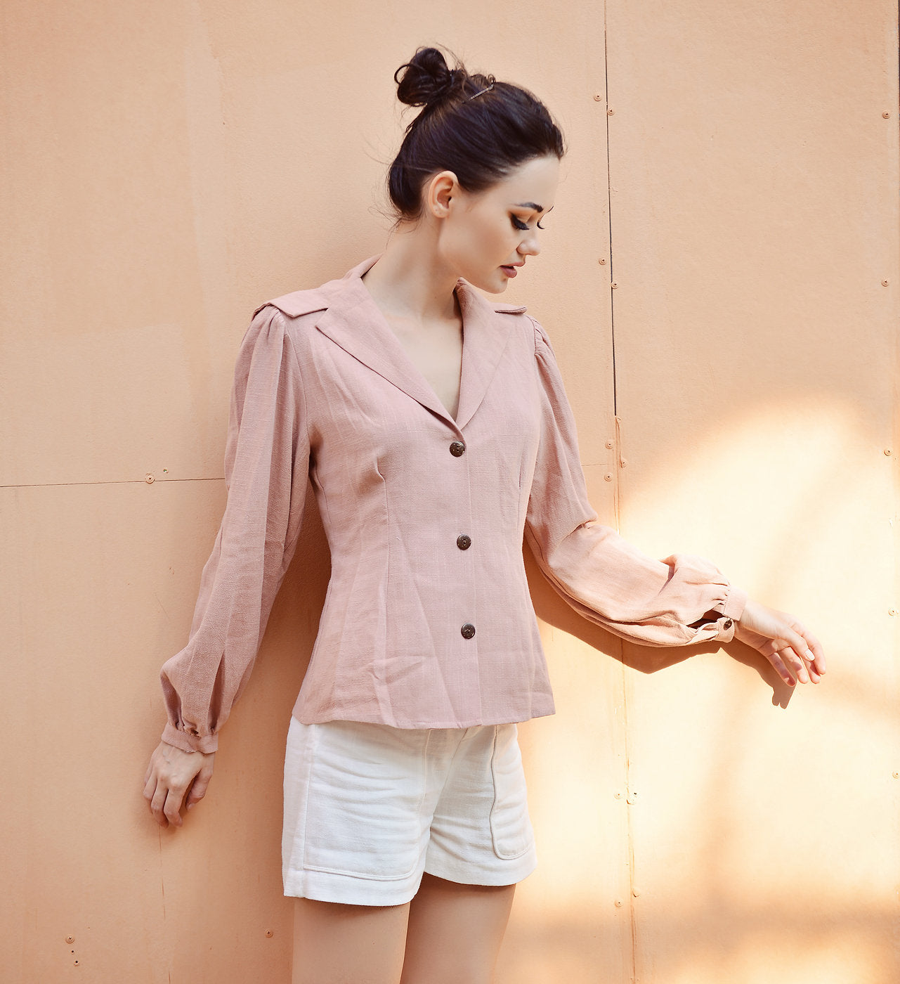 Women Blouse Linen -  Long Sleeve Cotton Blouse -Women Linen Top