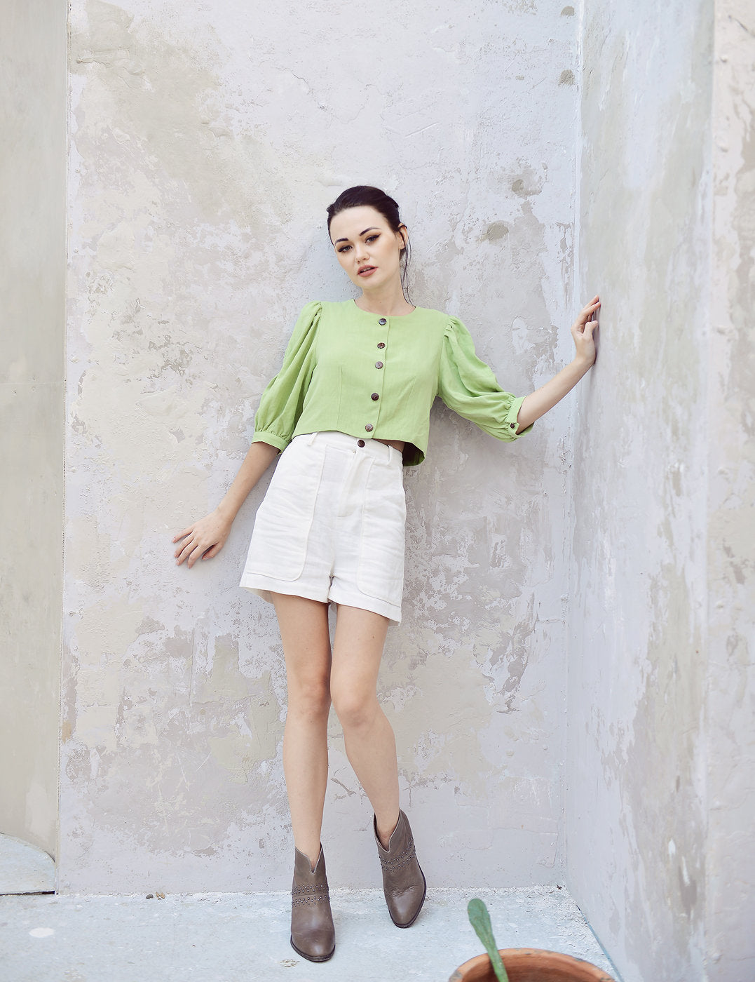 Petite Linen Pants - Linen White Capris - Cotton Shorts Women
