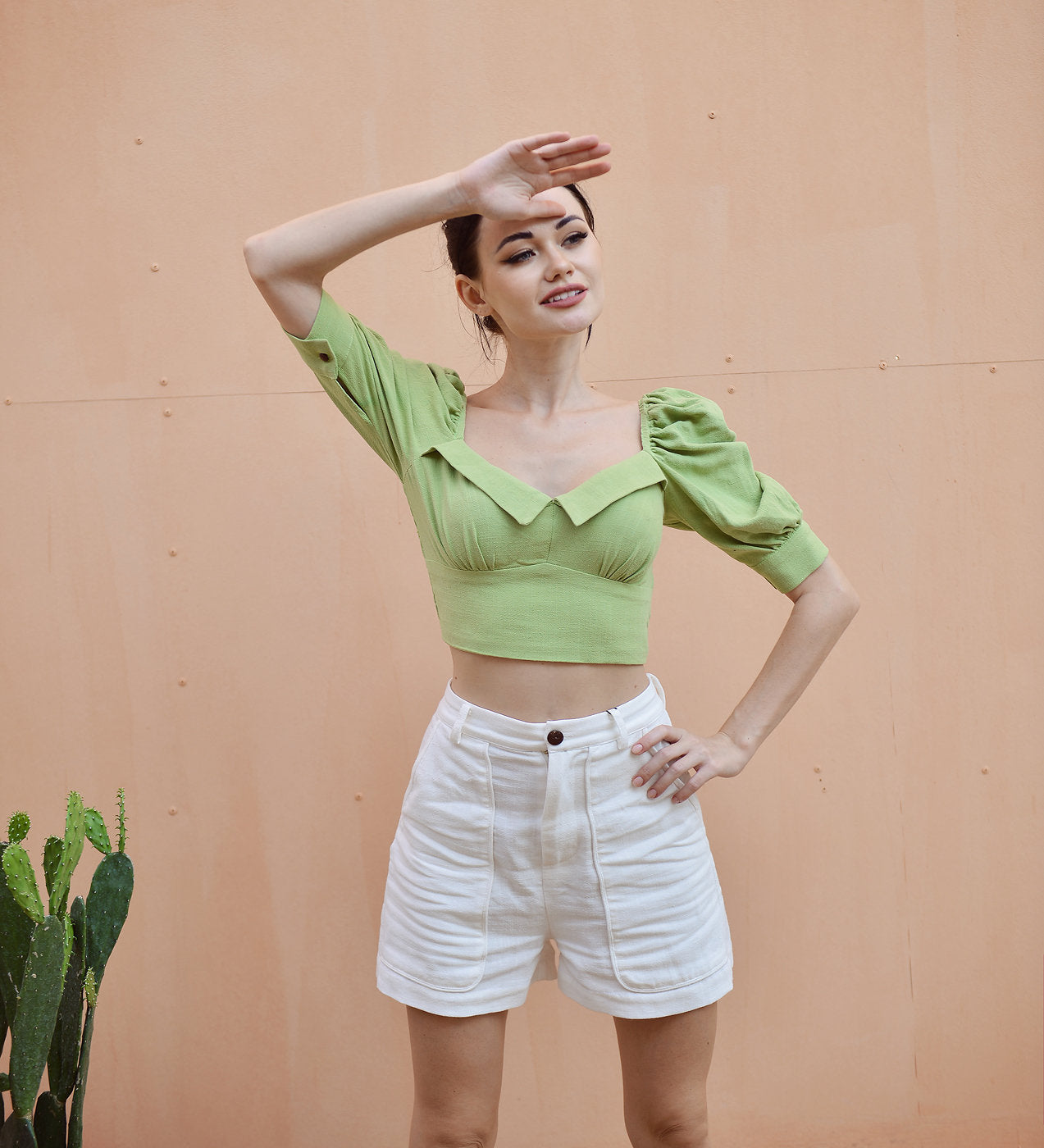 Cotton Crop Top - Women Summer Top - Linen Crop Top