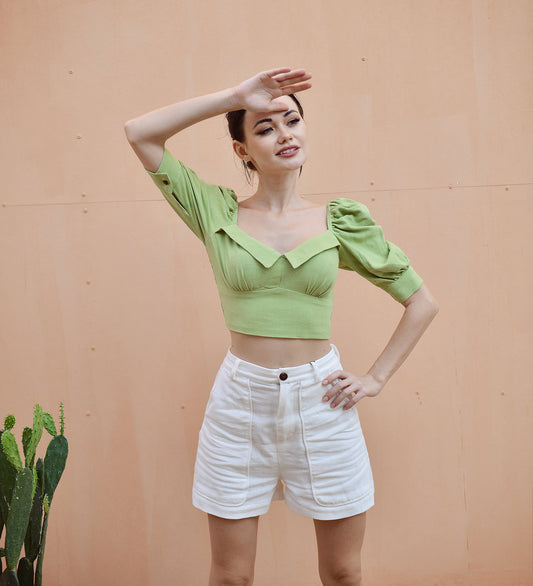 Cotton Crop Top - Women Summer Top - Linen Crop Top